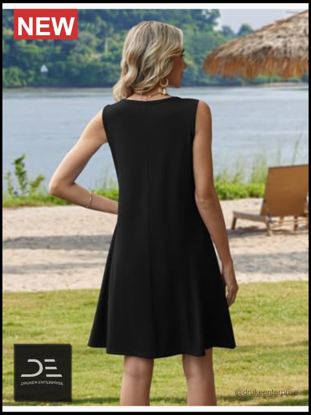 Sleeveless Floral Sundress with Pockets Loose Tank Beach Dress - Picture 5 of 7